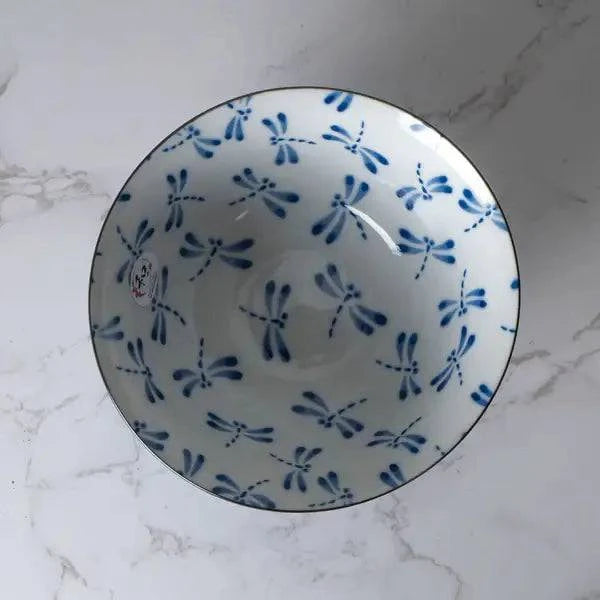 19oz Aotonbo Dragonfly Design Porcelain Tayo Medium Bowl – 6” Diameter - MaisonBeach