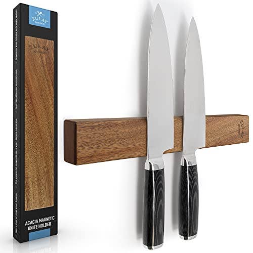 Zulay Kitchen - Magnetic Knife Holder - Powerful Wood Magnetic Knife Strip: Maple