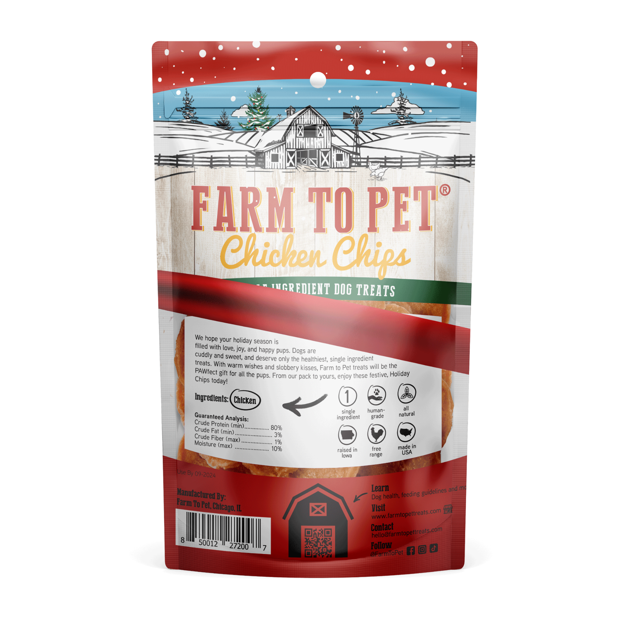 Farm to Pet - Holiday Chicken Chips Medium: Green