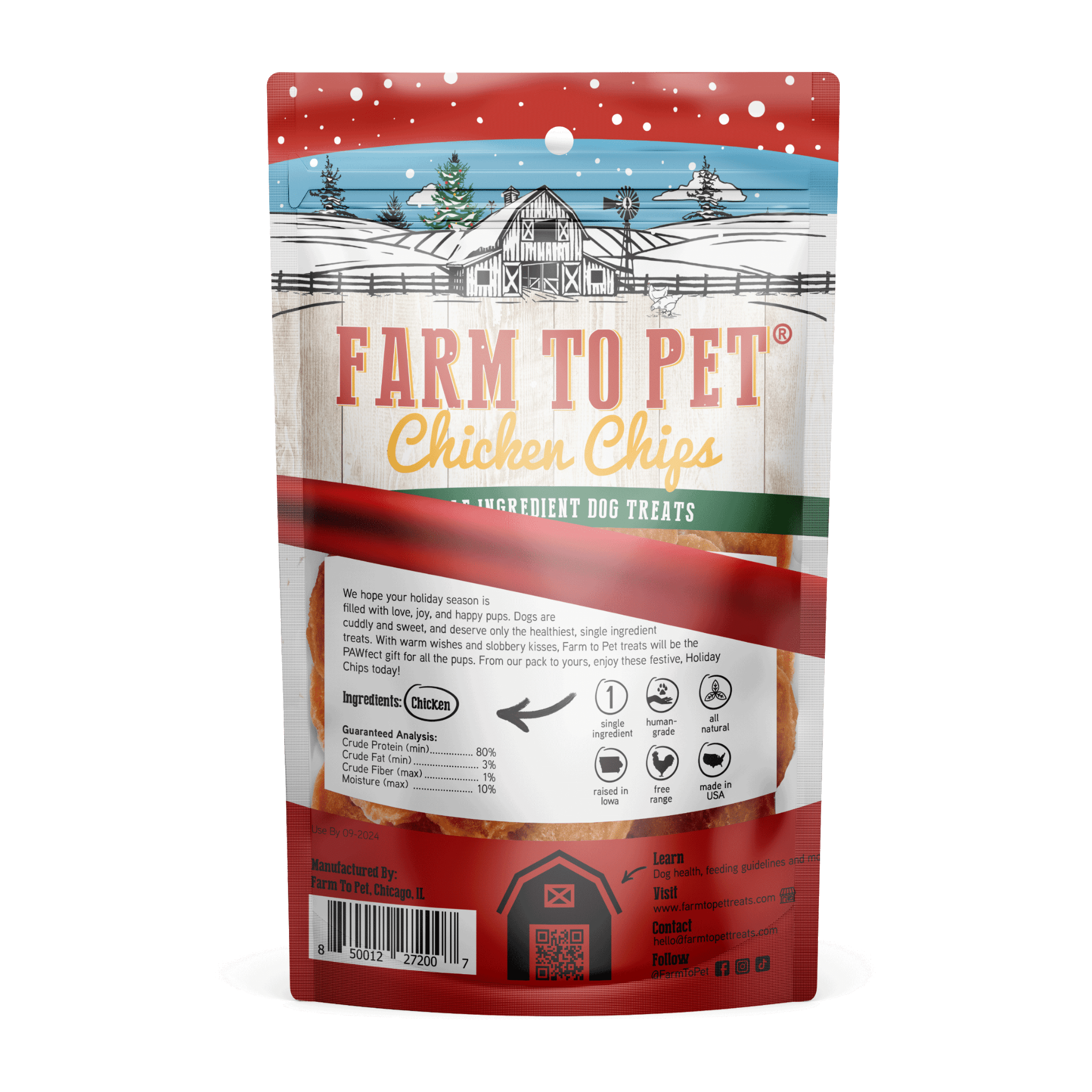 Farm to Pet - Holiday Chicken Chips Medium: Red - MaisonBeach