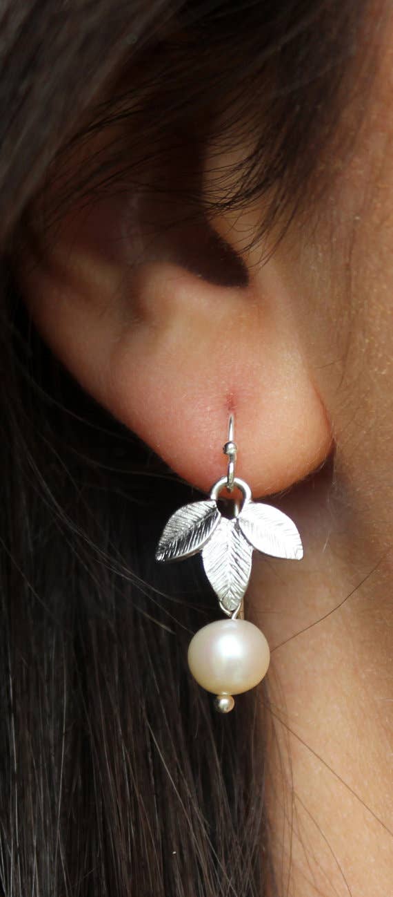 Laalee Jewelry - Silver Freshwater Pearl Earrings