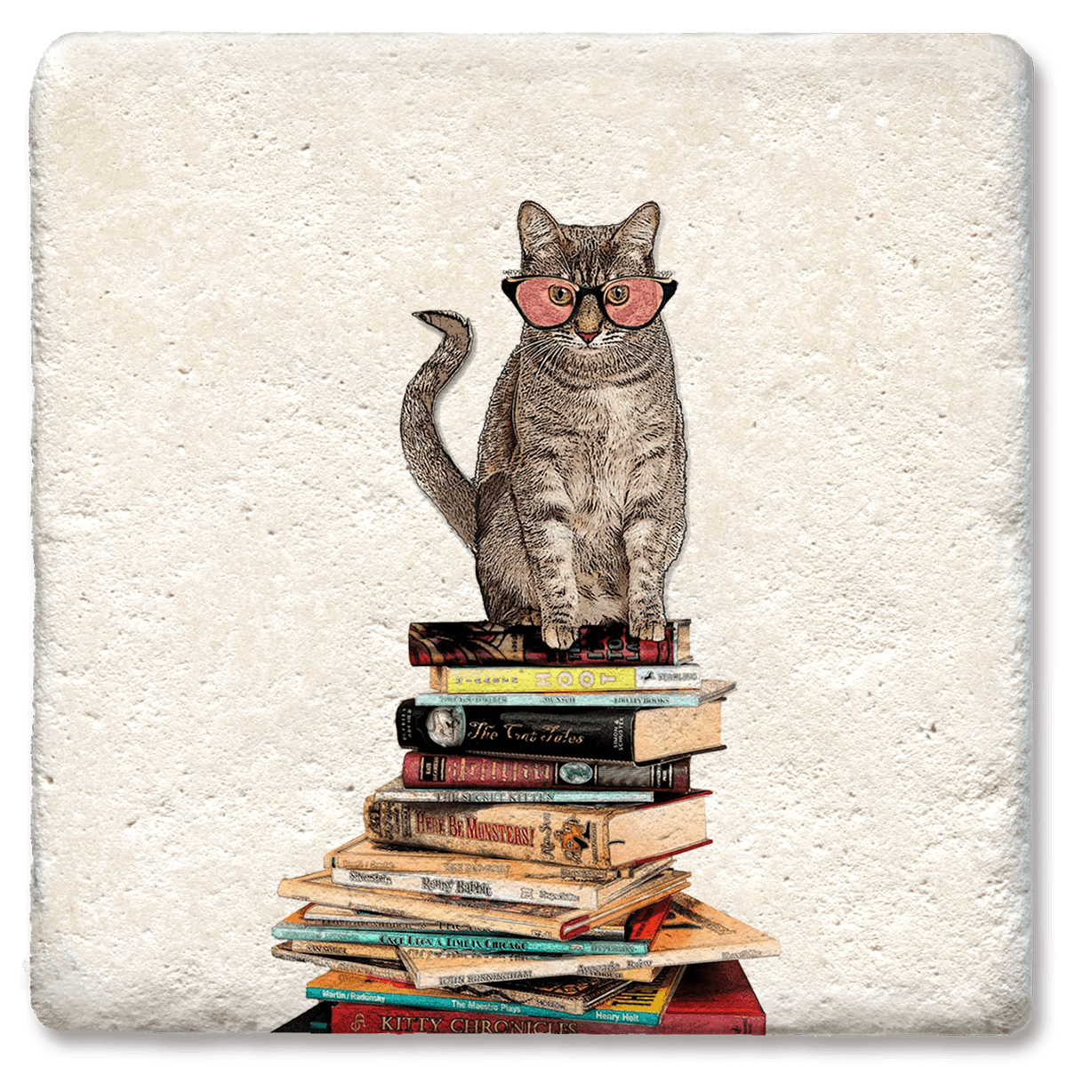 Cat Sitting on Books - MaisonBeach