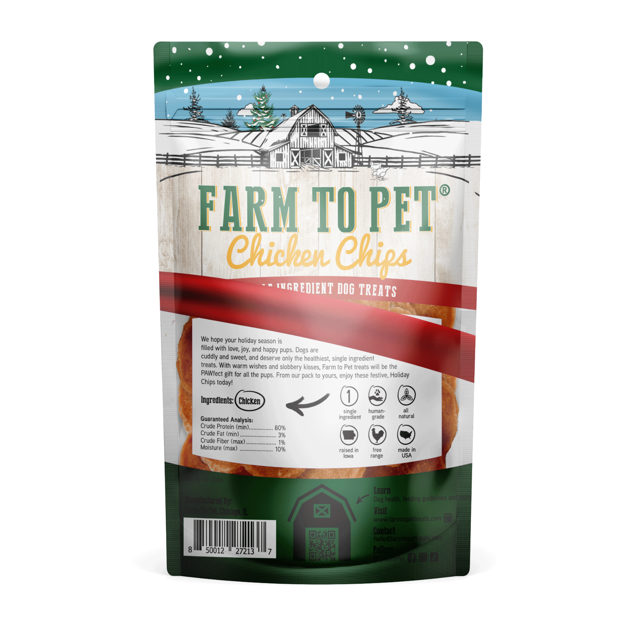 Farm to Pet - Holiday Chicken Chips Medium: Green