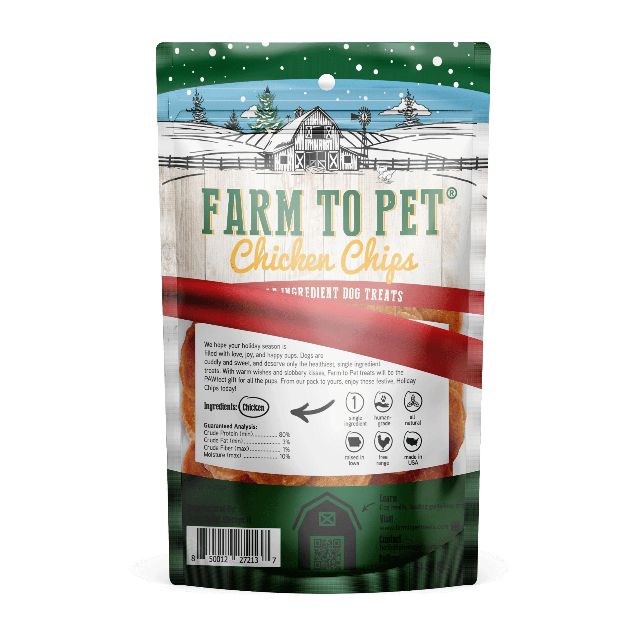 Farm to Pet - Holiday Chicken Chips Medium: Red - MaisonBeach