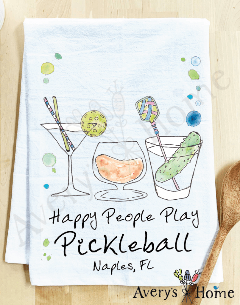 Happy People Pickleball Kitchen Towel - MaisonBeach