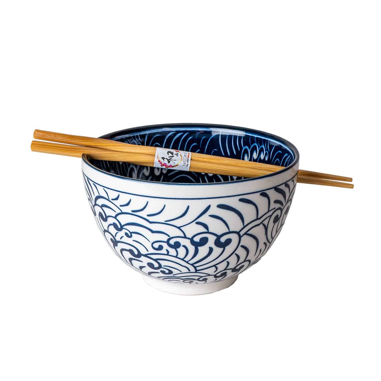 20oz Porcelain Bowl Chopsticks Set – Nami Waves Design - MaisonBeach