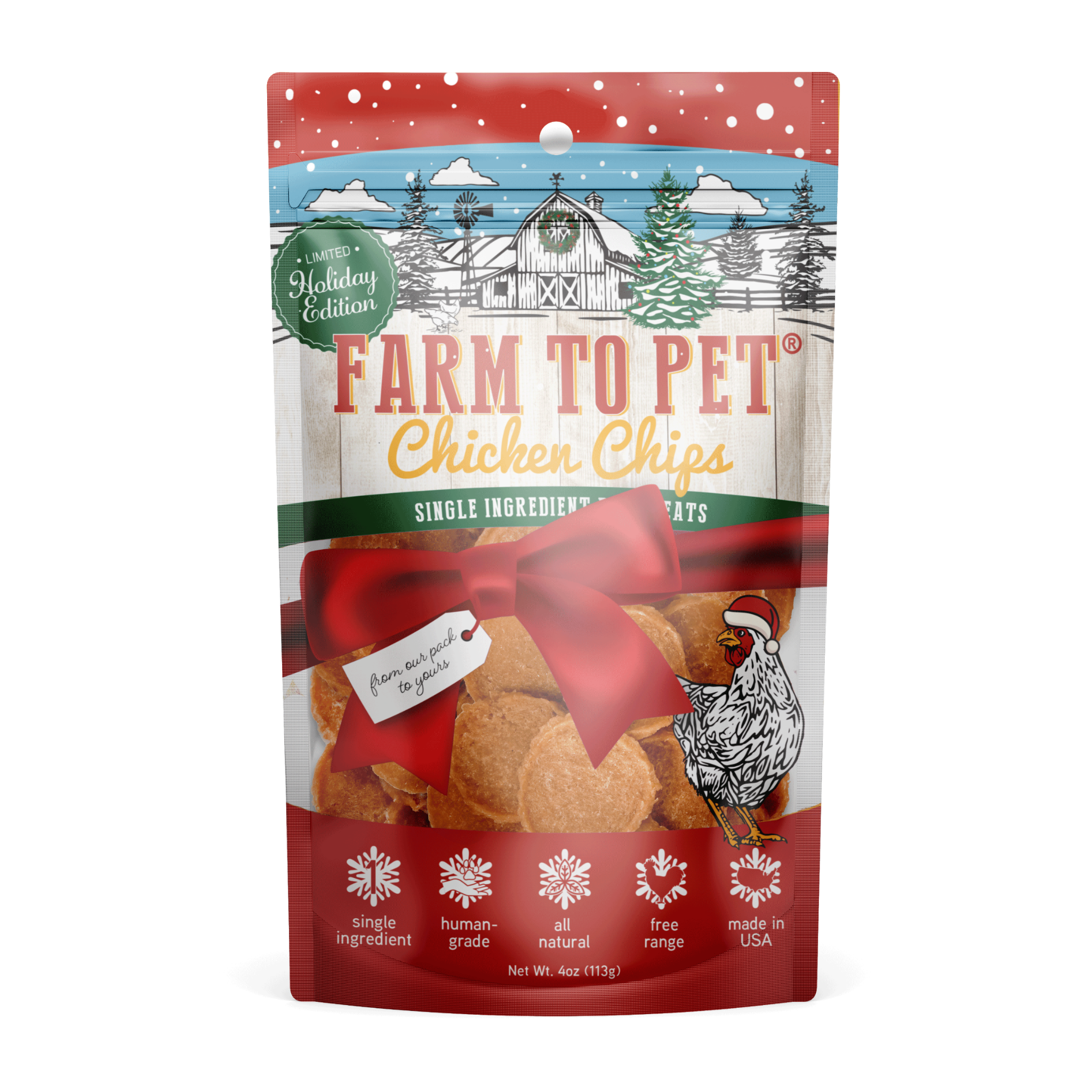 Farm to Pet - Holiday Chicken Chips Medium: Green