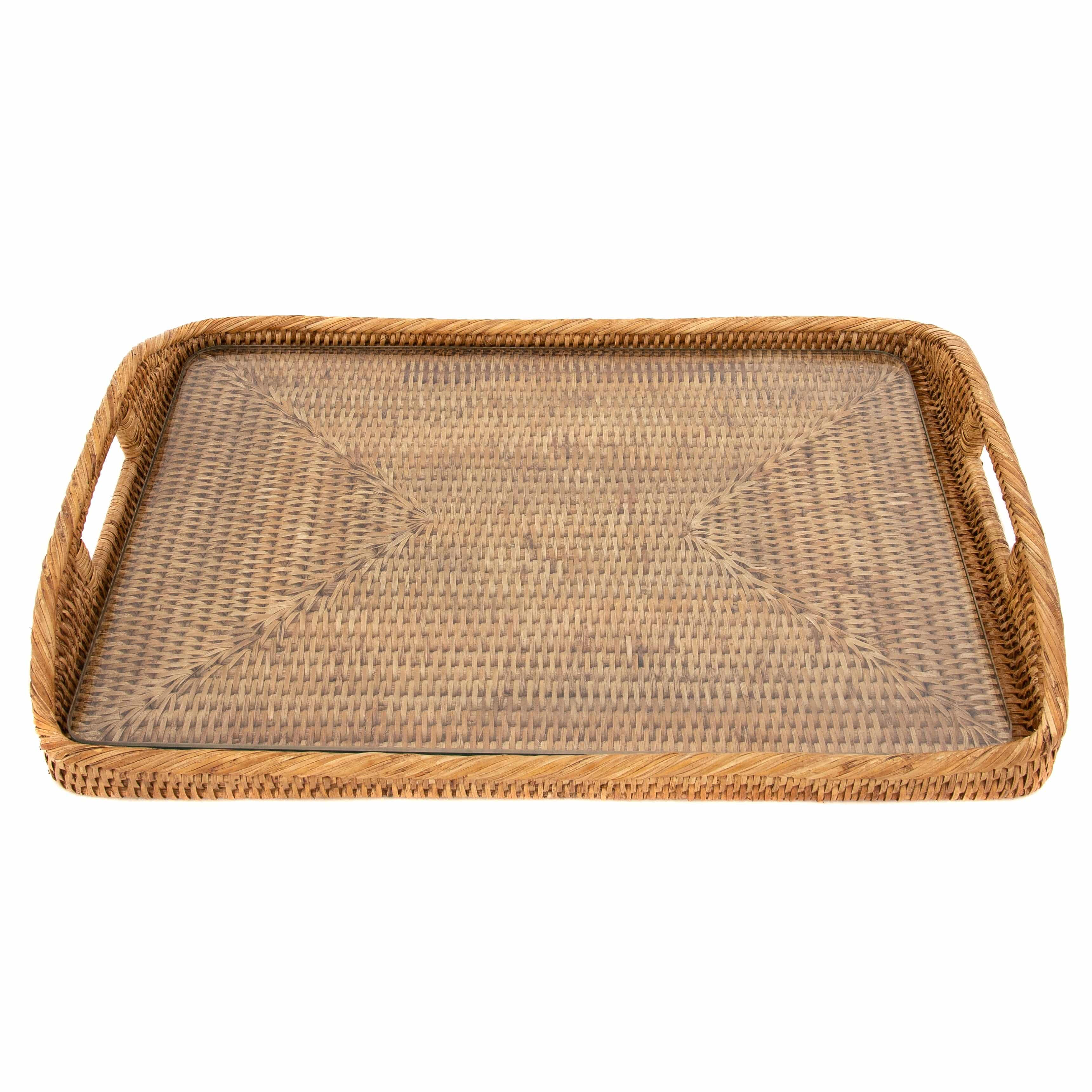 Rectangular Tray with Glass Insert: Tudor Black / 14"x10"x1" - MaisonBeach