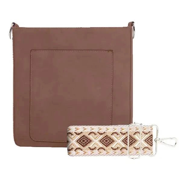 Ashley Vegan Suede Crossbody Bag: Chocolate - MaisonBeach