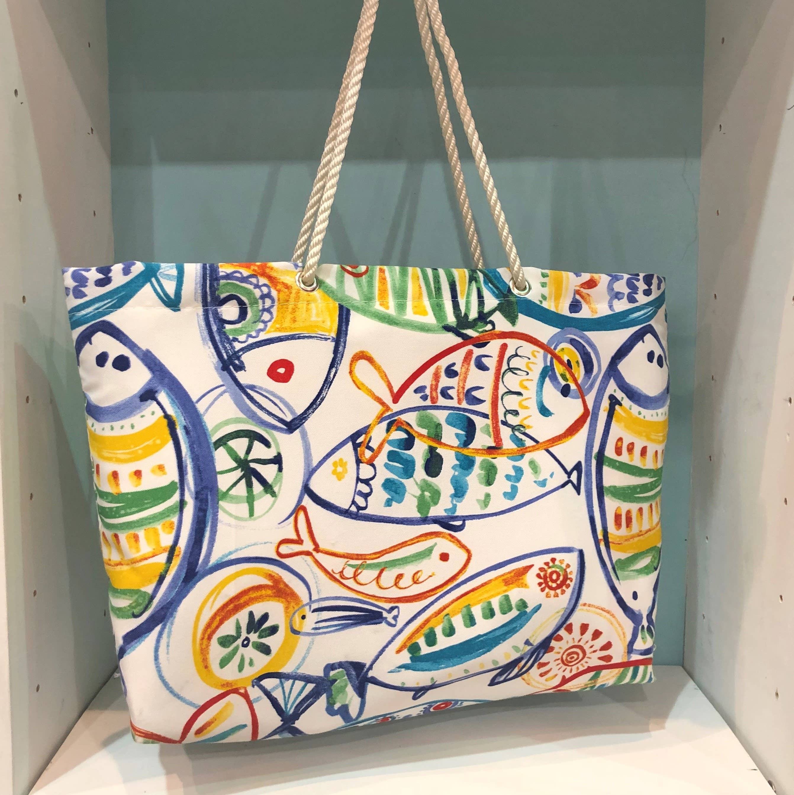 Nautical Tote, Fish Pattern