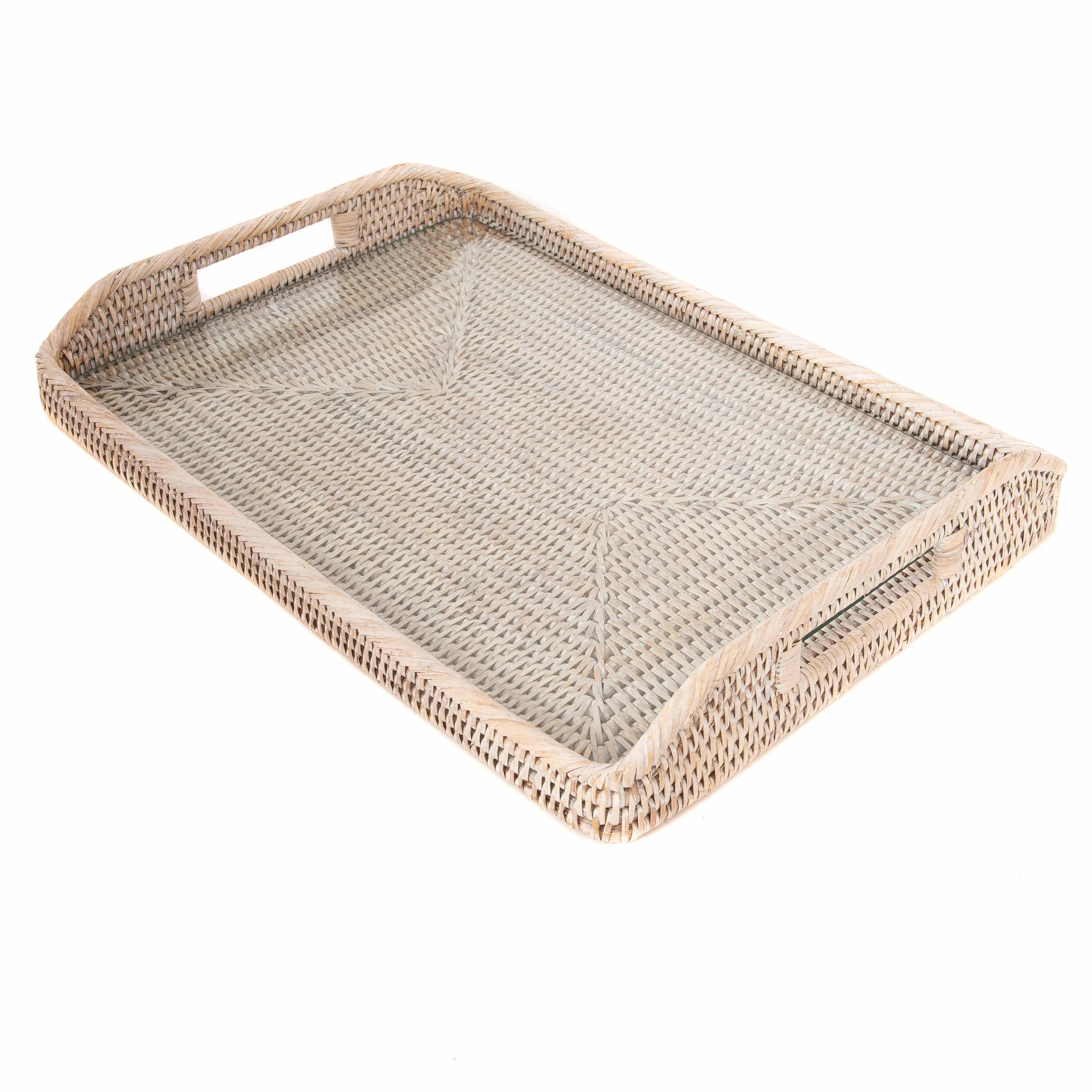 Rectangular Tray with Glass Insert: Tudor Black / 14"x10"x1" - MaisonBeach