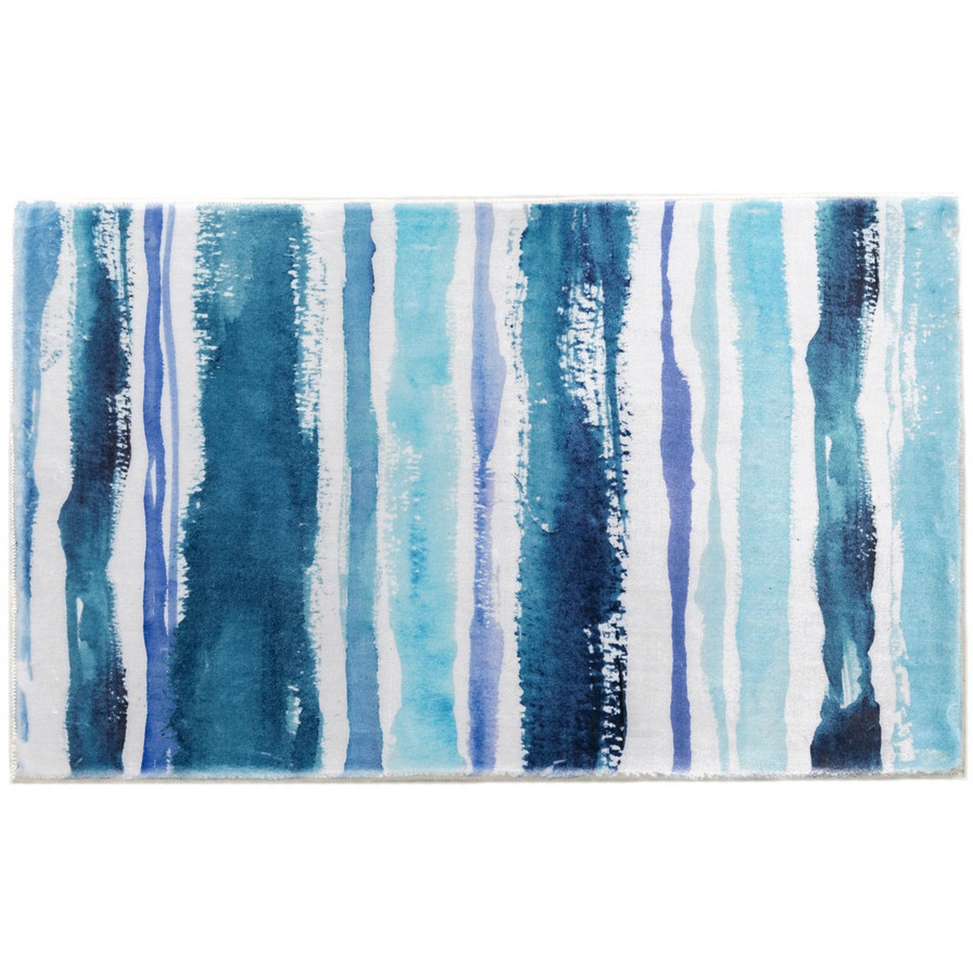 Sapphire Stripes Cozy Living Accent Rug  21" X 33" - MaisonBeach