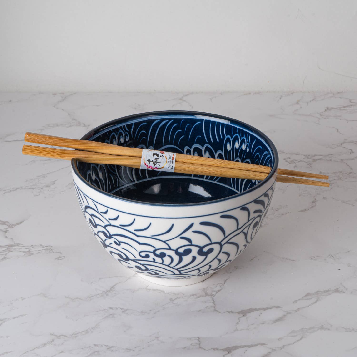 20oz Porcelain Bowl Chopsticks Set – Nami Waves Design - MaisonBeach