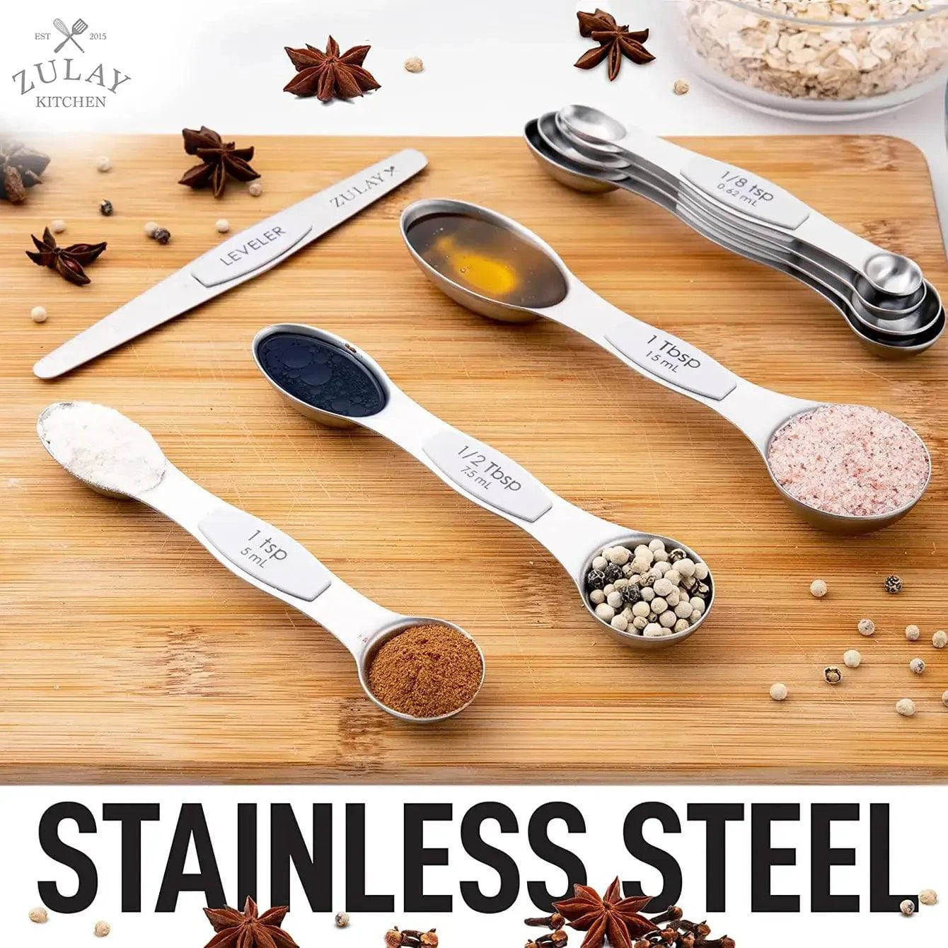 Zulay Kitchen - Stackable Magnetic Spoons Set of 8 - MaisonBeach