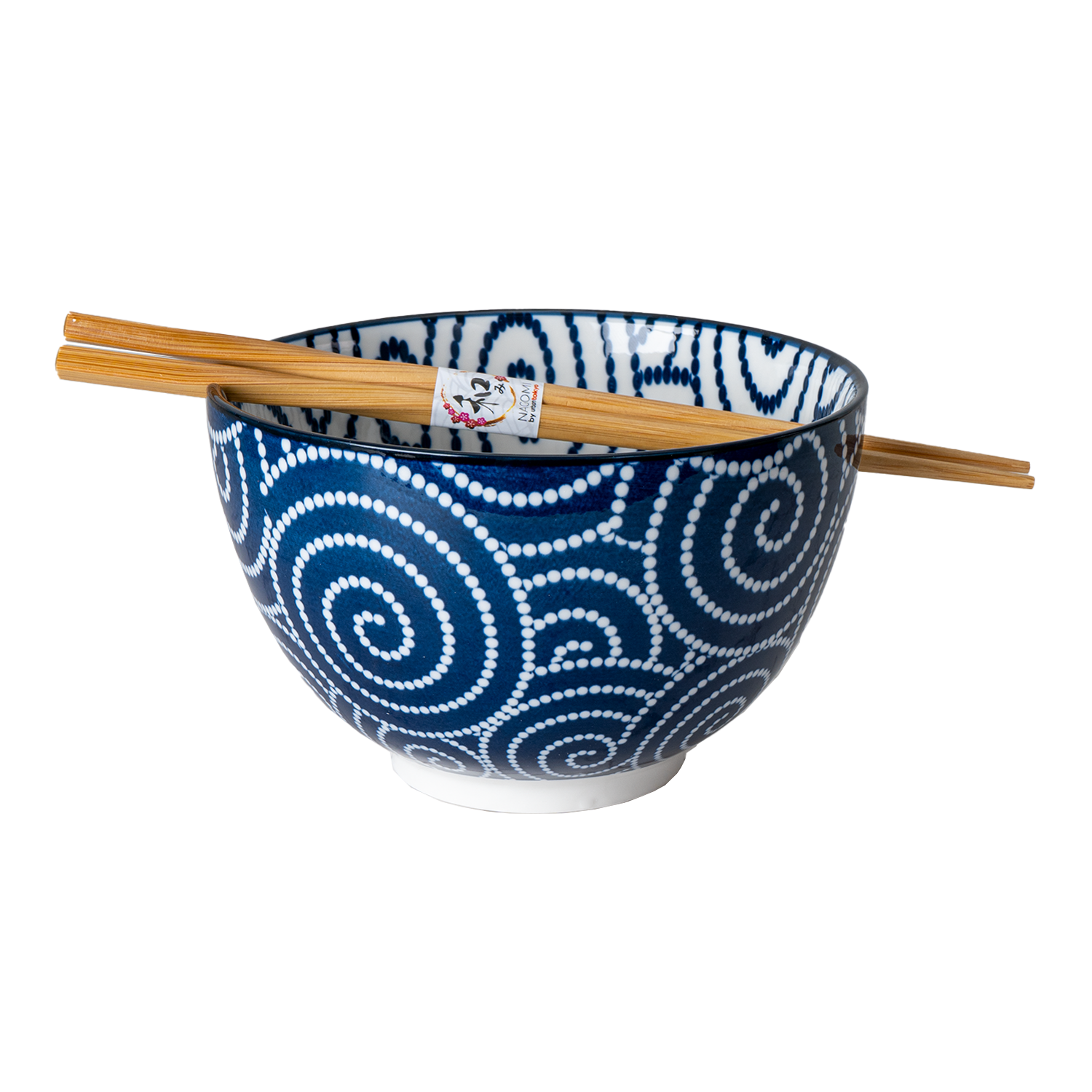 20oz Porcelain Bowl &amp; Chopsticks Set – Brush Swirl Design