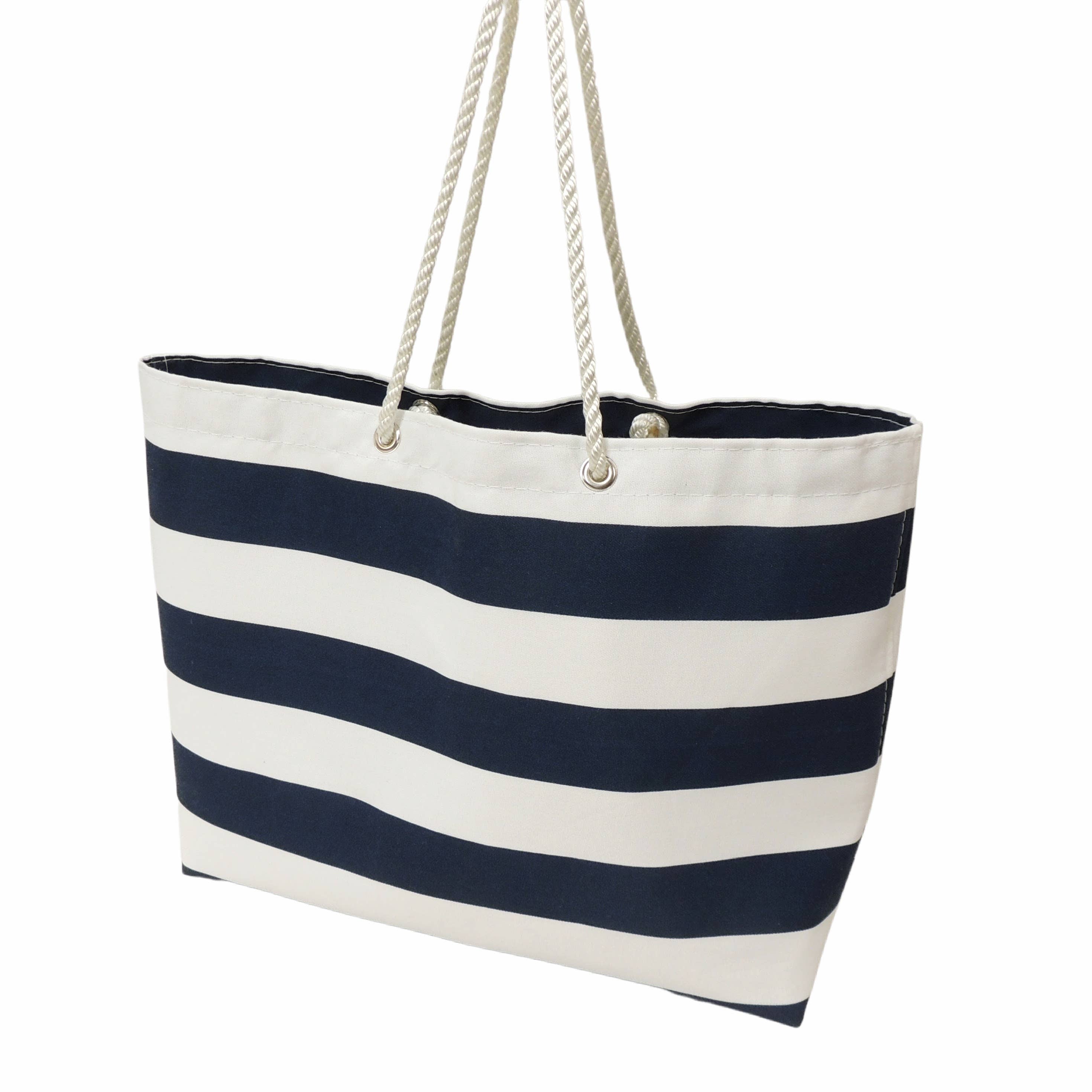 Nautical Tote – Navy and White Stripe - MaisonBeach