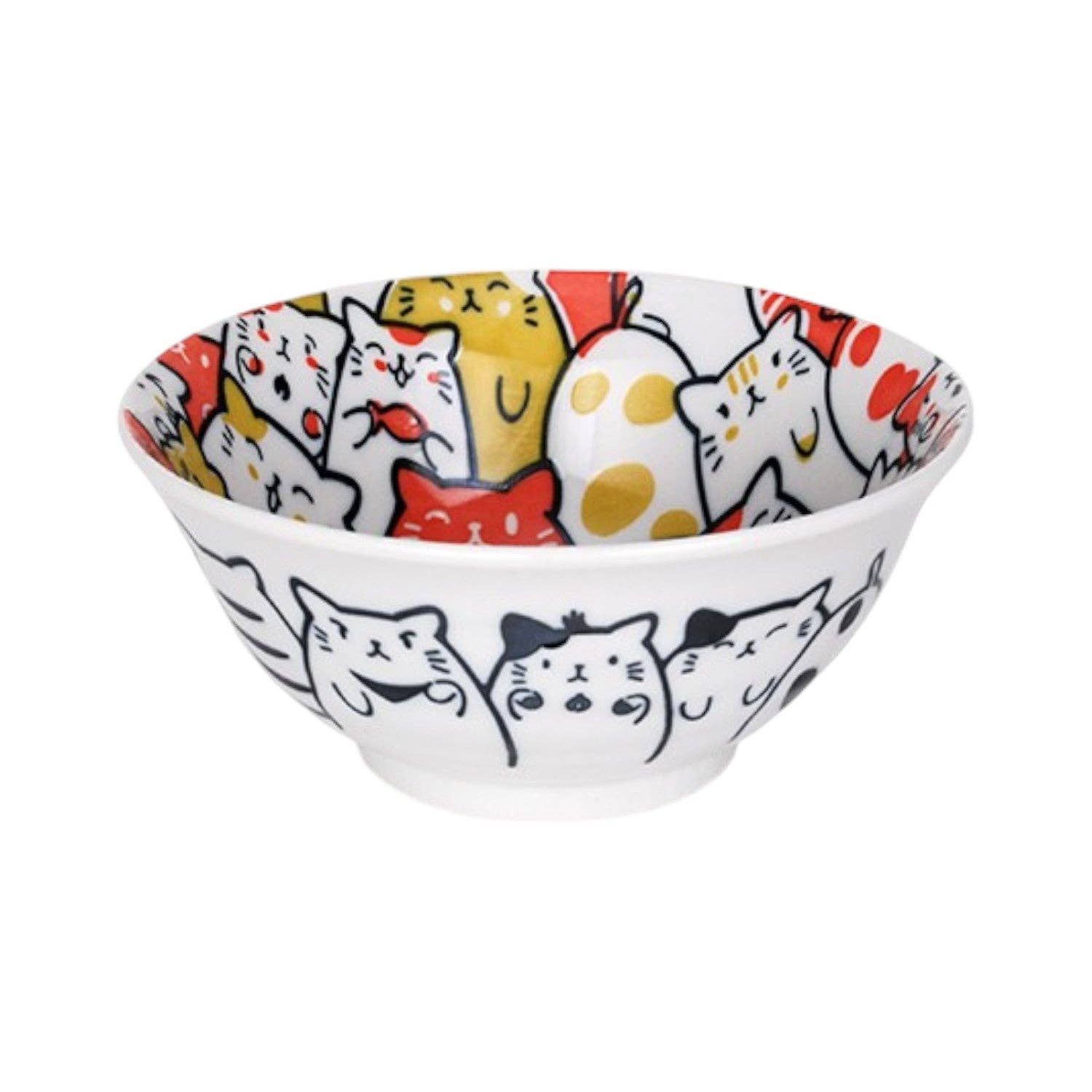 19oz Aotonbo Cat Design Porcelain Tayo Medium Bowl – 6” Diameter - MaisonBeach