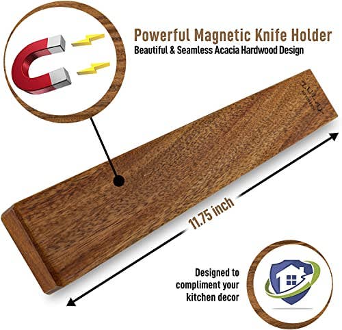 Zulay Kitchen - Magnetic Knife Holder - Powerful Wood Magnetic Knife Strip: Maple