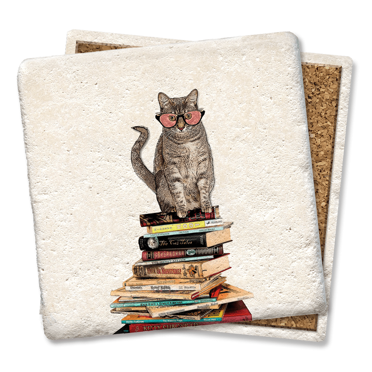 Cat Sitting on Books - MaisonBeach