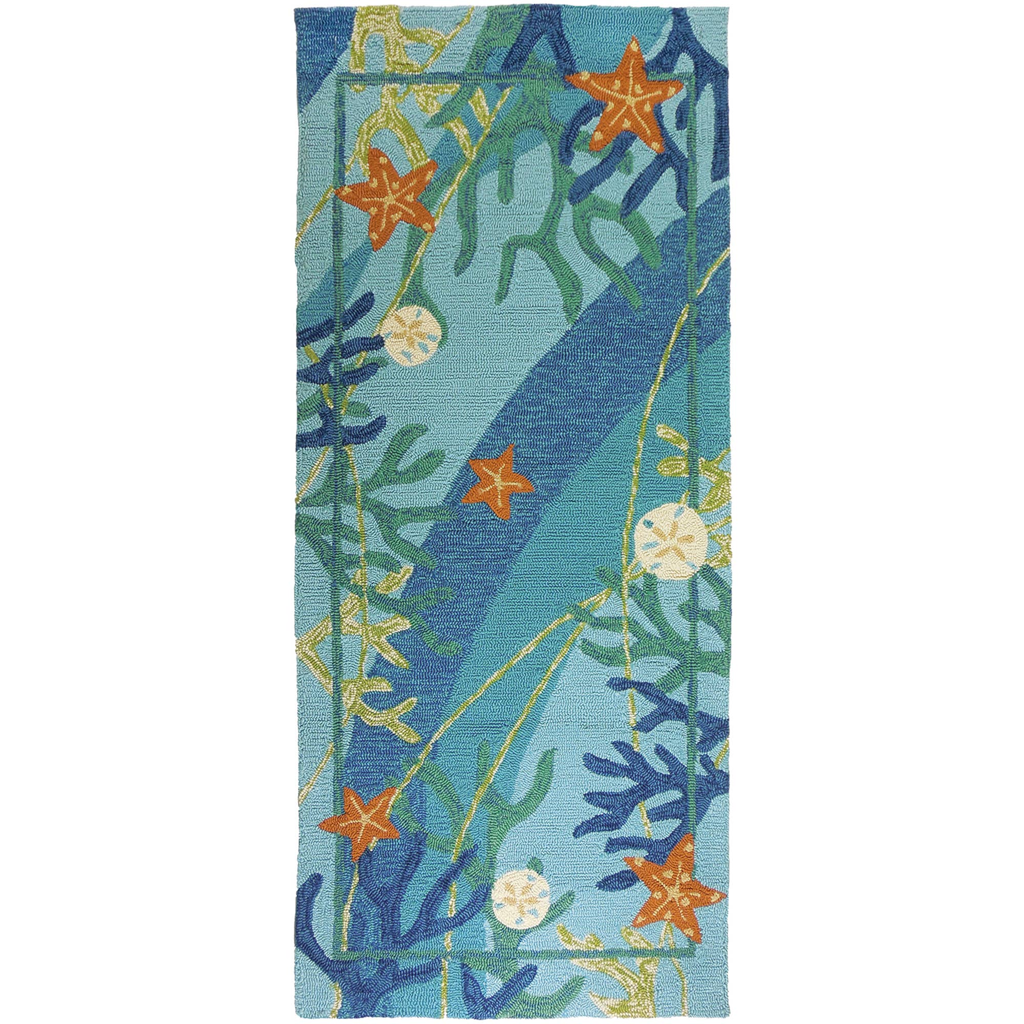 Jellybean Rug - Coral and Starfish Homefires Rug 20" x 30" - Coastal: 3 x 5 ft - MaisonBeach