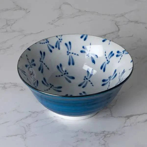 19oz Aotonbo Dragonfly Design Porcelain Tayo Medium Bowl – 6” Diameter - MaisonBeach