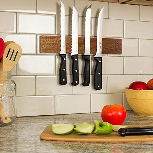 Zulay Kitchen - Magnetic Knife Holder - Powerful Wood Magnetic Knife Strip: Maple