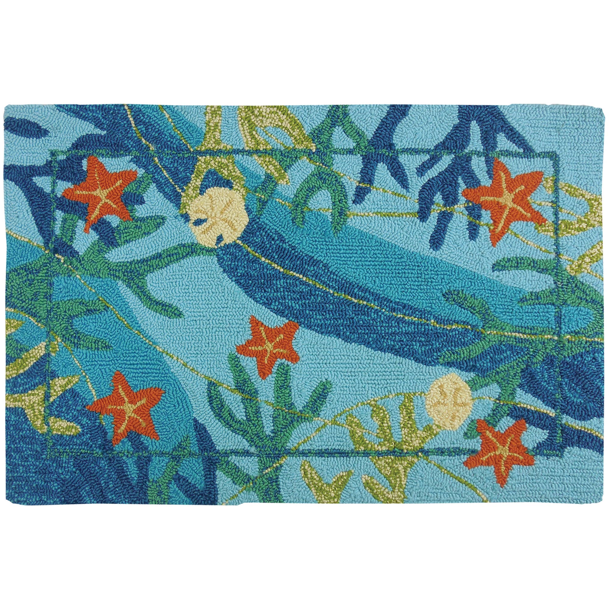 Jellybean Rug - Coral and Starfish Homefires Rug 20" x 30" - Coastal: 3 x 5 ft - MaisonBeach