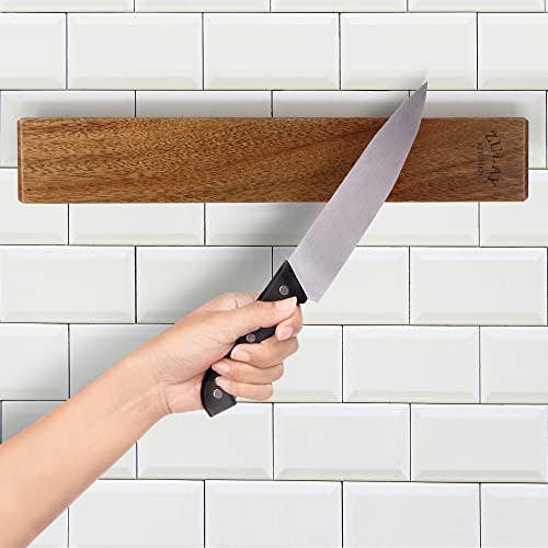 Zulay Kitchen - Magnetic Knife Holder - Powerful Wood Magnetic Knife Strip: Maple