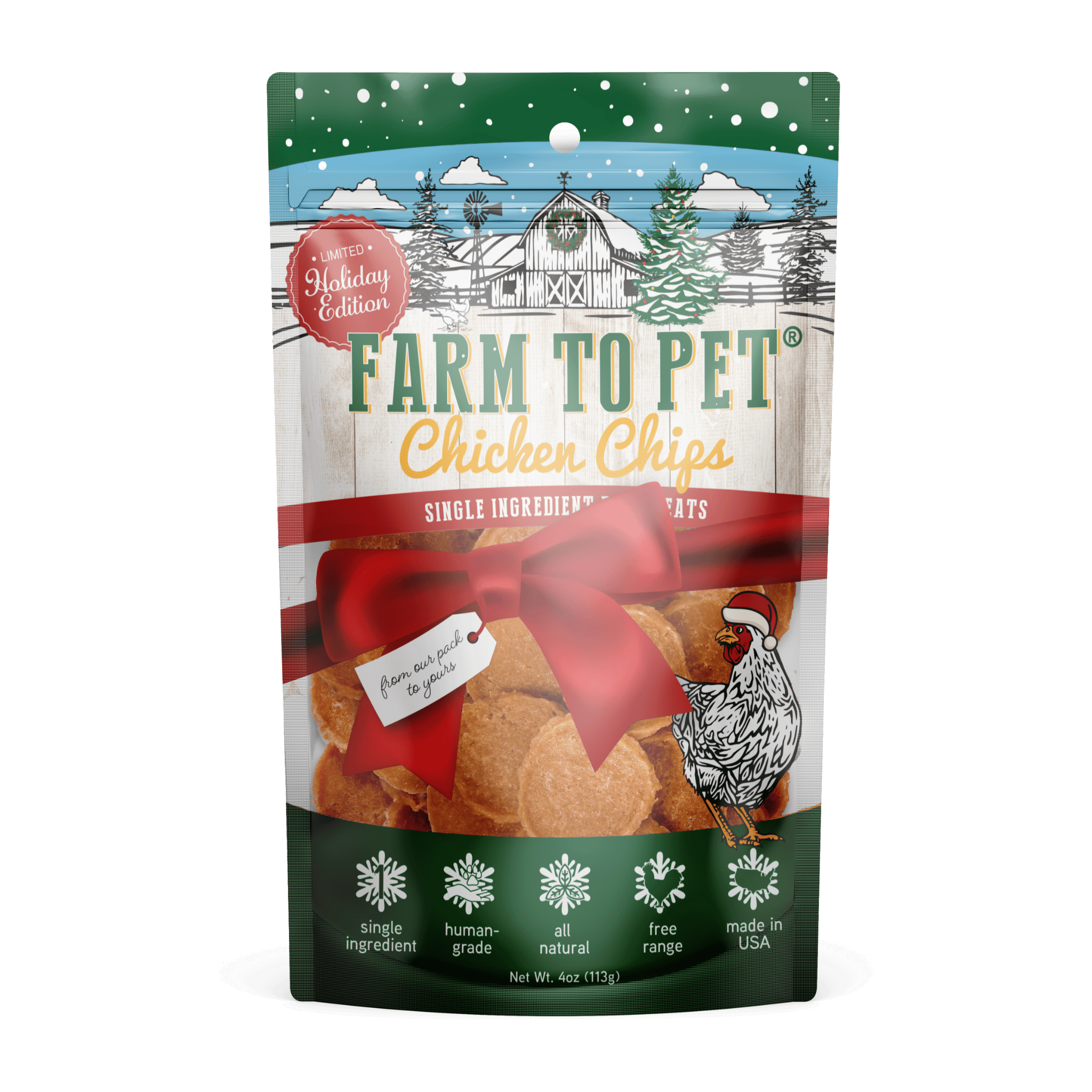 Farm to Pet - Holiday Chicken Chips Medium: Red - MaisonBeach