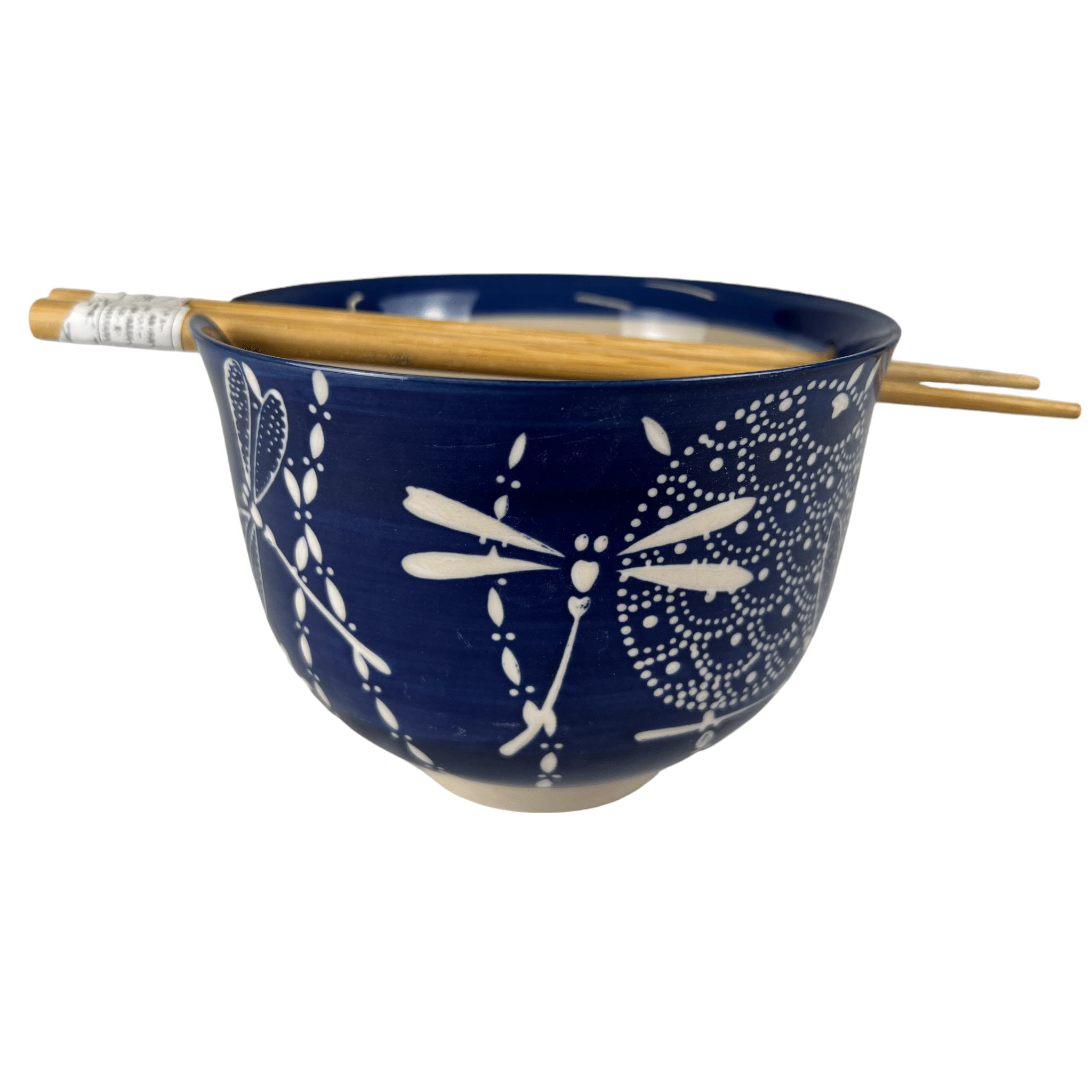 18oz 5"D Donburi Bowl With Chopsticks Set Tombo Dragonfly Design - MaisonBeach