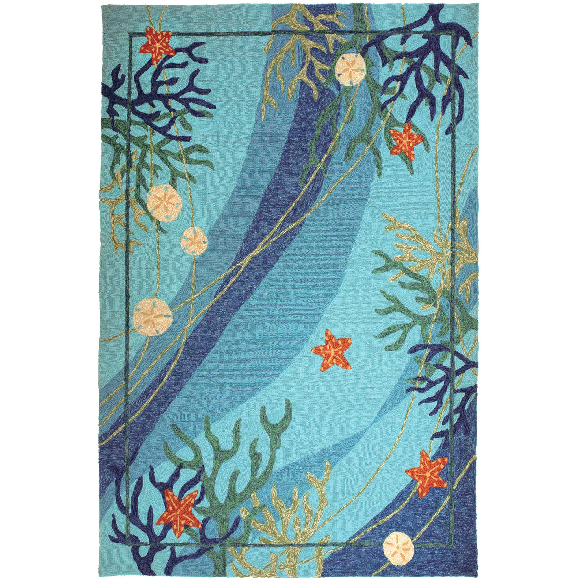 Jellybean Rug - Coral and Starfish Homefires Rug 20" x 30" - Coastal: 3 x 5 ft - MaisonBeach