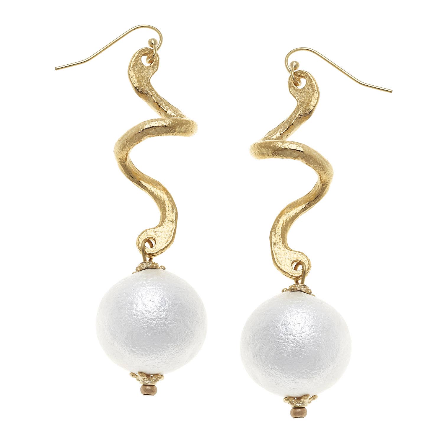 Susan Shaw - Gold with Cotton Pearl Earrings