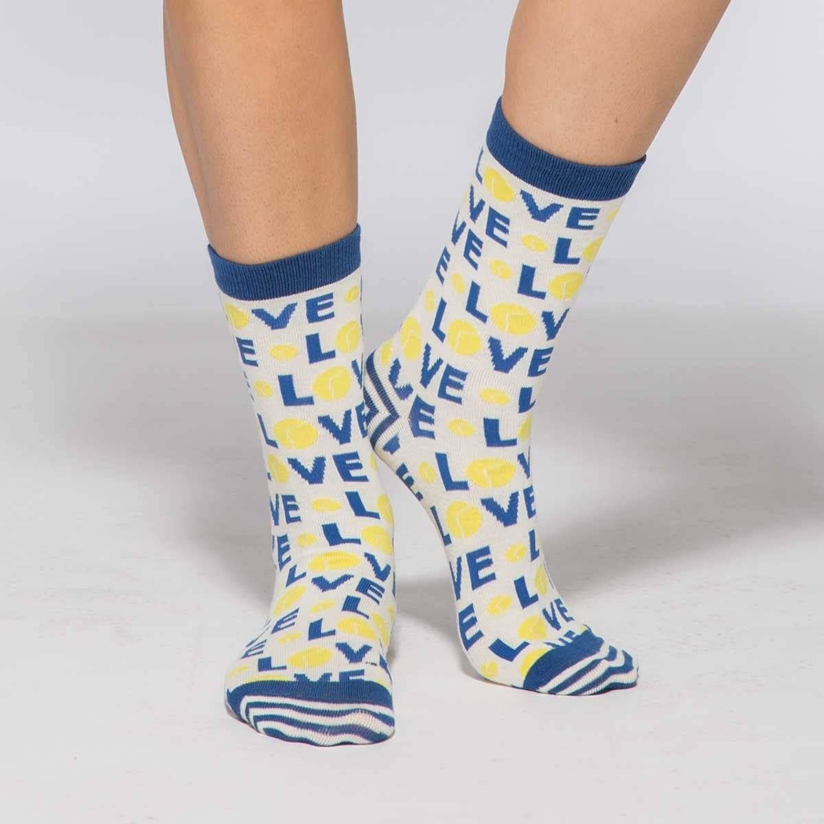 Tennis Love Pair of Crew Length Socks