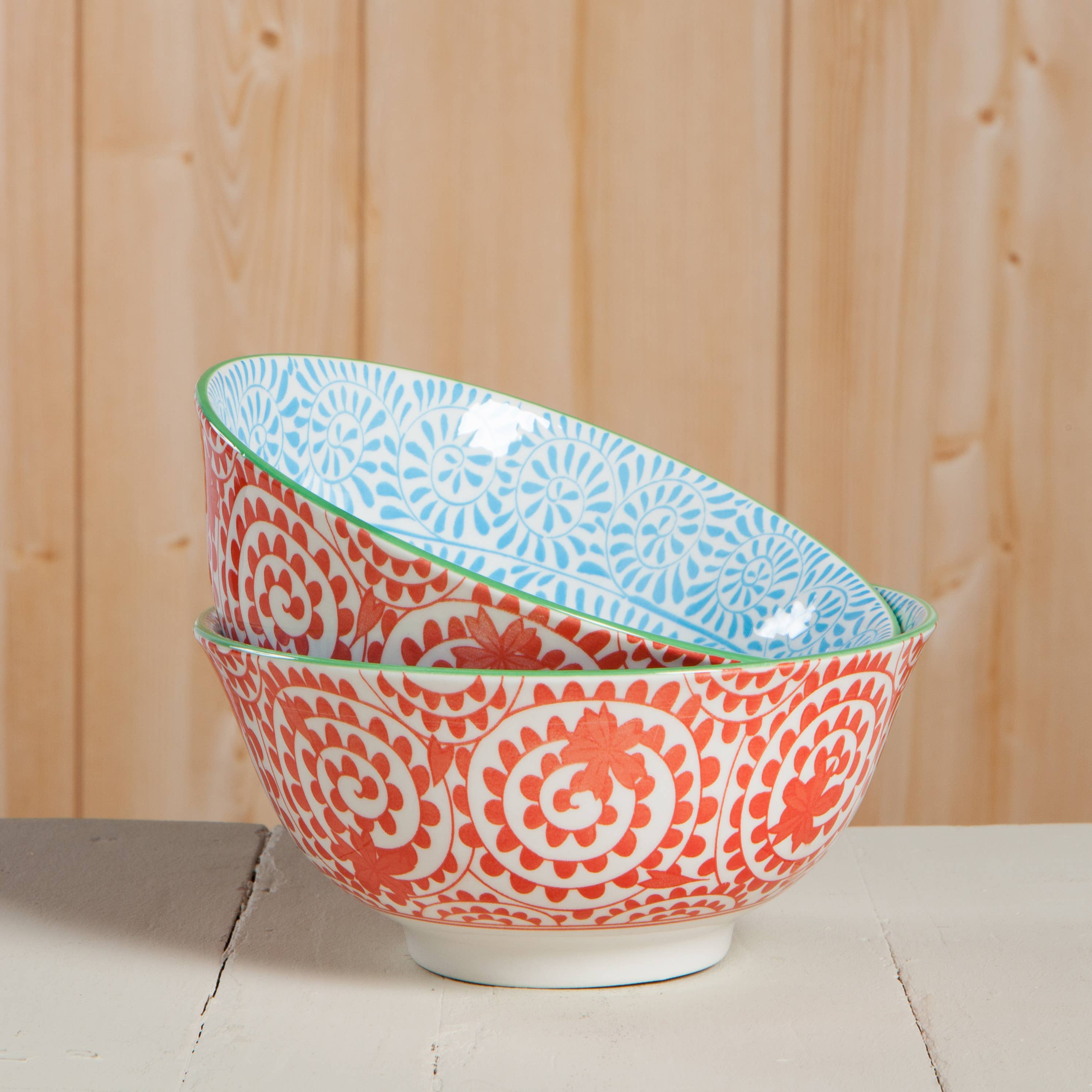 Now Designs by Danica - Orange and Blue Swirls Stamped Bowl 6 inch - MaisonBeach