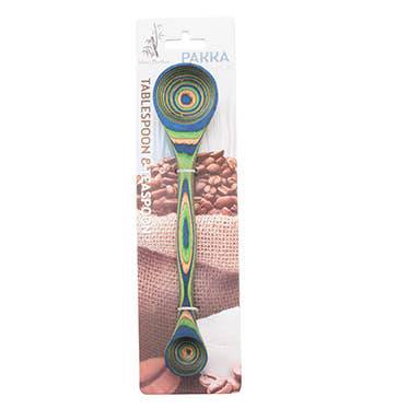 Island Bamboo - 9" Peacock Pakka Double Measuring Spoon - Carded - MaisonBeach