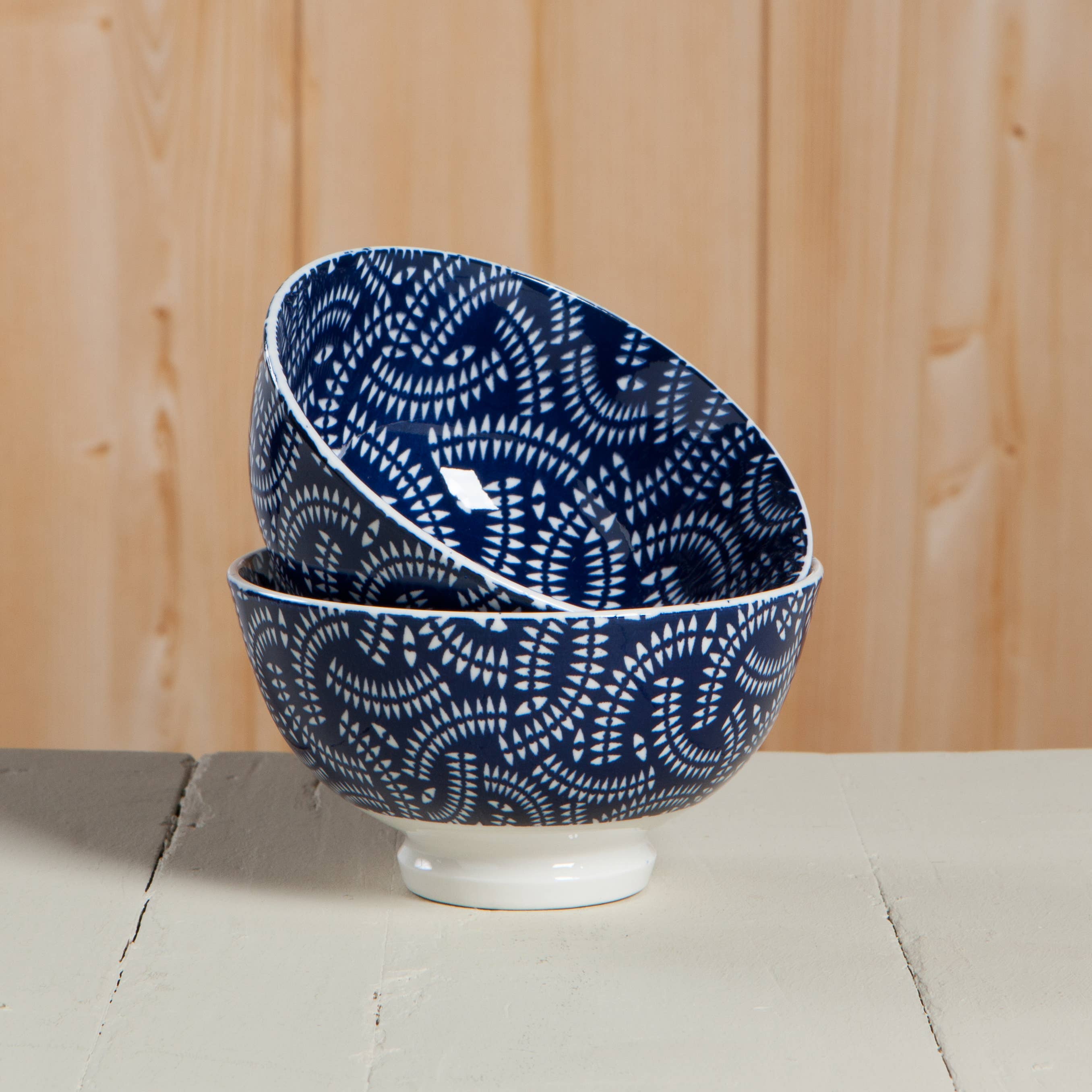 Now Designs by Danica - Indigo Geo Stamped Bowl 4 inch - MaisonBeach