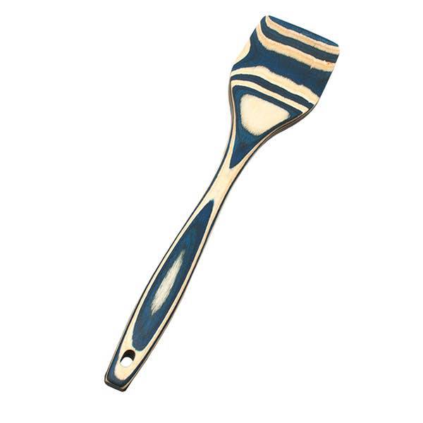 Island Bamboo 12" Blue Pakka Wood Spatula - MaisonBeach