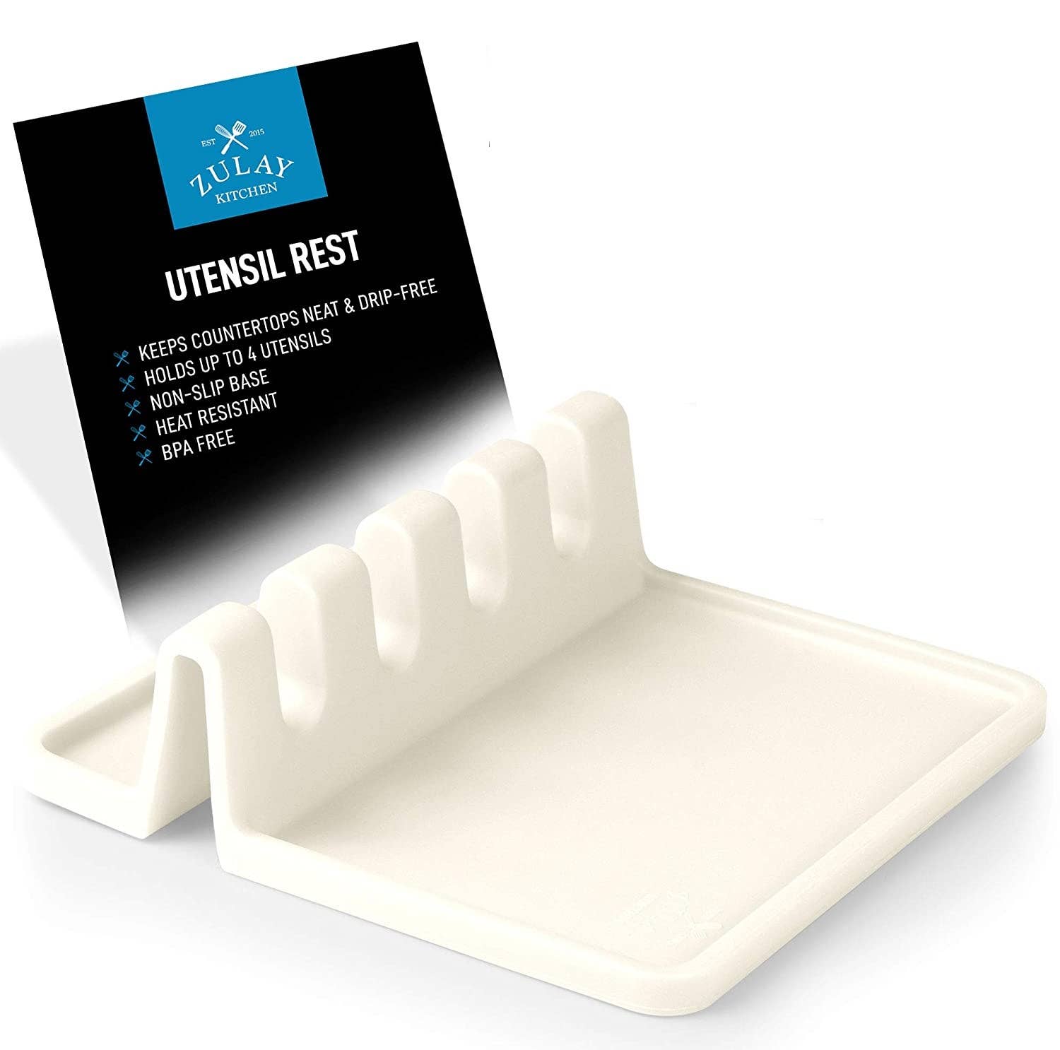 Silicone Utensil Rest with Drip Pad for Multiple Utensils